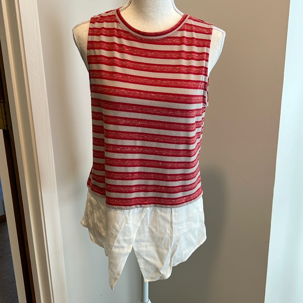 Sanctuary Red & Tan Striped Tank Top